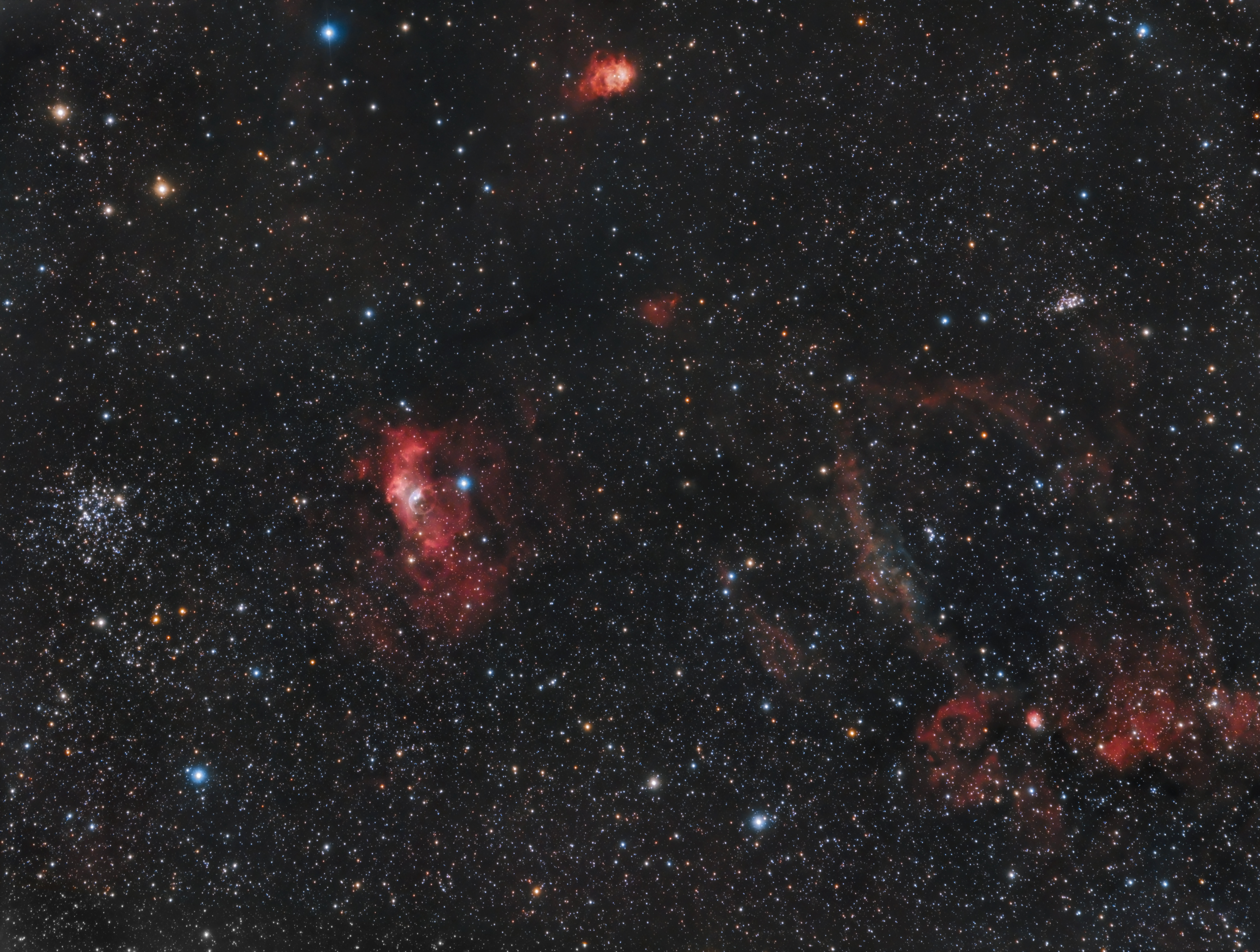M52, Bubble Nebula, Lobster Claw Nebula - 2016
